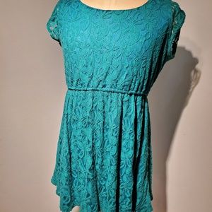 Xhiliration XXL Blue/Green Skater Dress